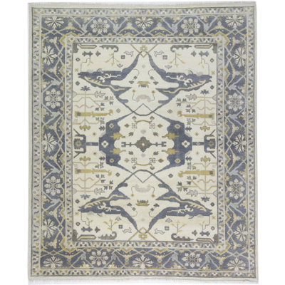 Floral Handmade Hand-Knotted Runner 2'6" x 8' Wool Area Rug in Blue/Brown