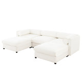 Chenille Sofa with Storage Ottoman and Cylindrical Backrest