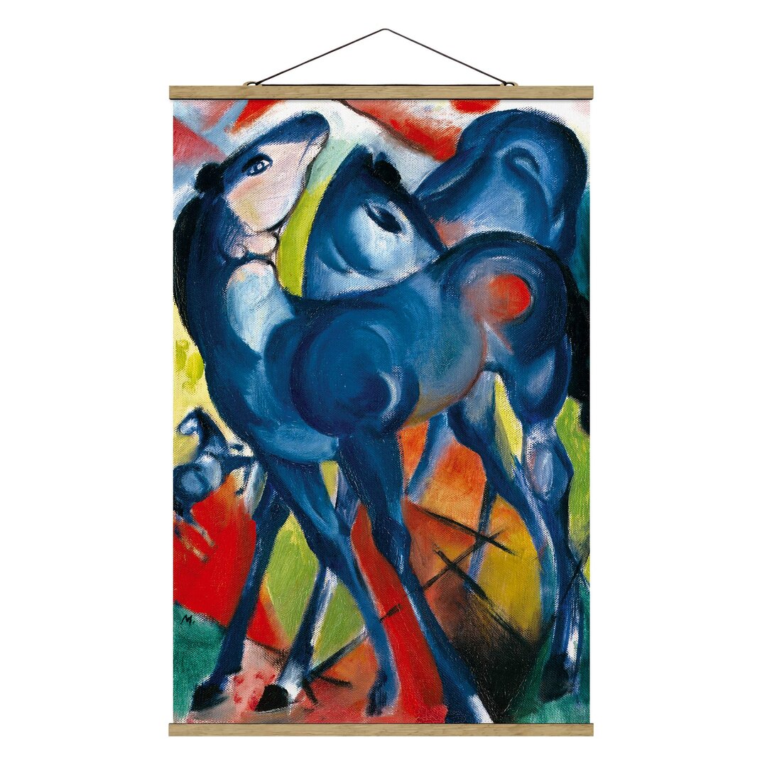 Stoffbild Mit Posterleisten - Franz Marc - Die Blauen Fohlen - Hochformat 3:2