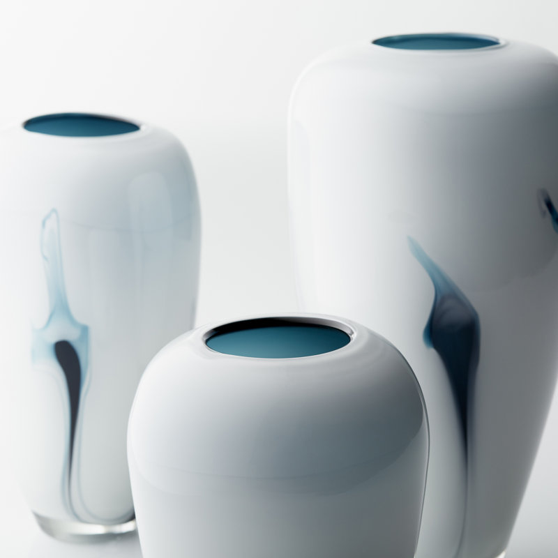 Deep Sky Glass Table Vase, 14.25" H x 7" W x 7" D