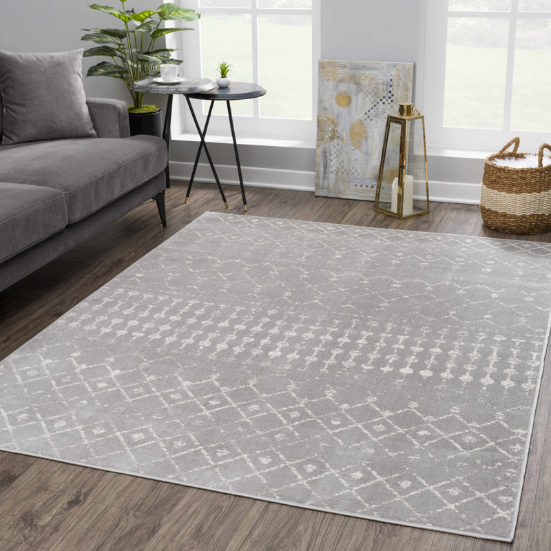 Tapis gris Dounia, Rectangle 3 pi 11 po x 5 pi 7 po, Gris clair