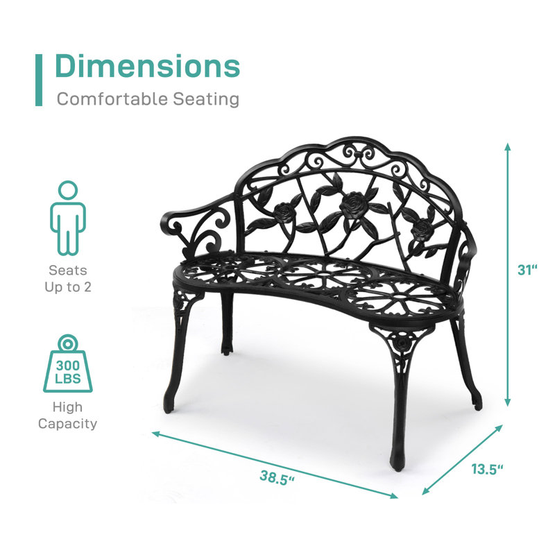 Banc Audwen Park, Noir, H 31 po x l 38,5 po x P 13,5 po