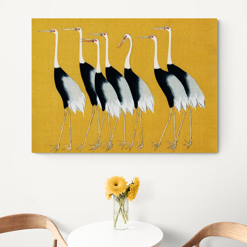 Japanese Red Crown Cranes - Wrapped Canvas Art Prints, 41cm H x 41cm W x 4cm D