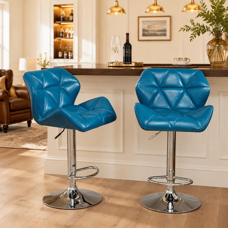 Ensemble de 2 tabourets de bar réglables à hauteur réglable Glasgow, bleu