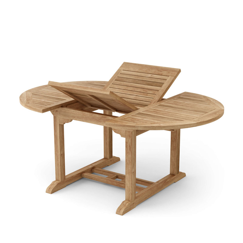 Bahama Oval Teak Outdoor Dining Table With Umbrella Hole , 71'' in. W 47'' in. D