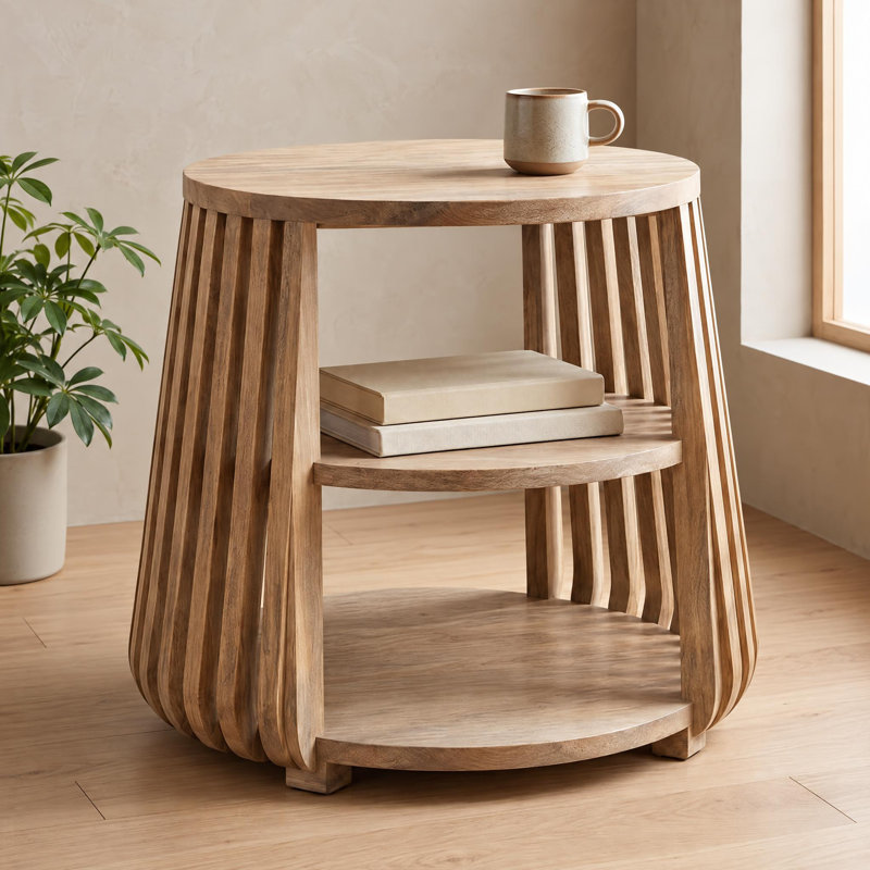 Table d'appoint ouverte d'appoint en bois de manguier, Naturel