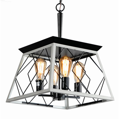 Luminaire suspendu en forme de cage style campagnard rétro noir et blanc Farmhouse