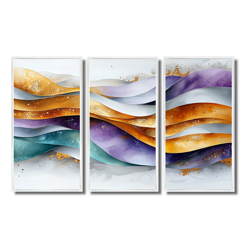 Lavande abstraite et motifs voilés d'hiver II, H 40 po x l 60 po, Impression encadrée sans passe-partout, Blanc