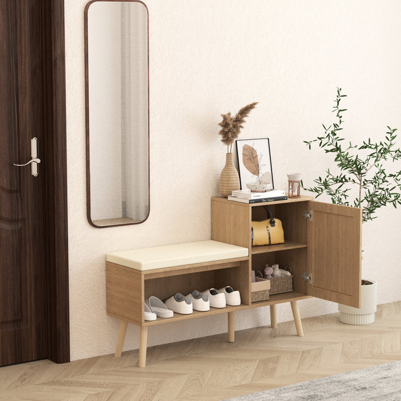 Banc 21 chaussures avec armoire spacieuse et base de rangement stable