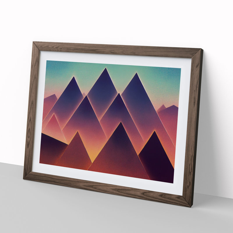 Futuristic Pyramids Vol.2 Abstract - Single Picture Frame Print, Walnut Framed, 34cm H x 46cm W x 2cm D