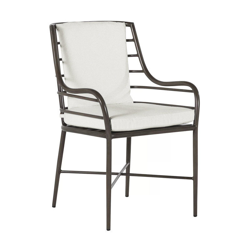 Carmel Patio Dining Armchair with Cushions, Rollo Silver, No Welt