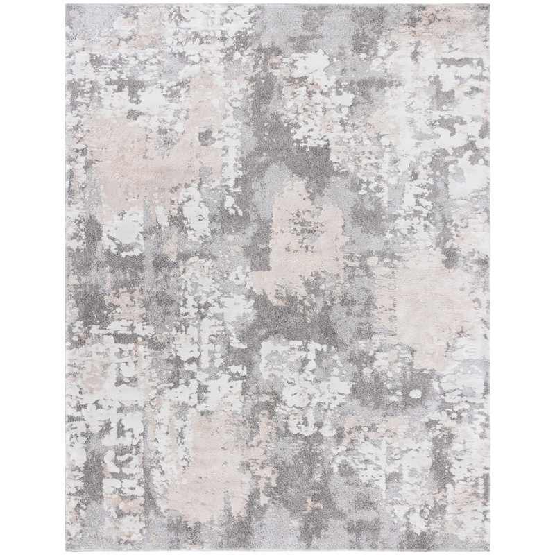 Tapis beige / gris en polypropylène tissé à la machine Whalsay, Rectangle 8 pi x 10 pi