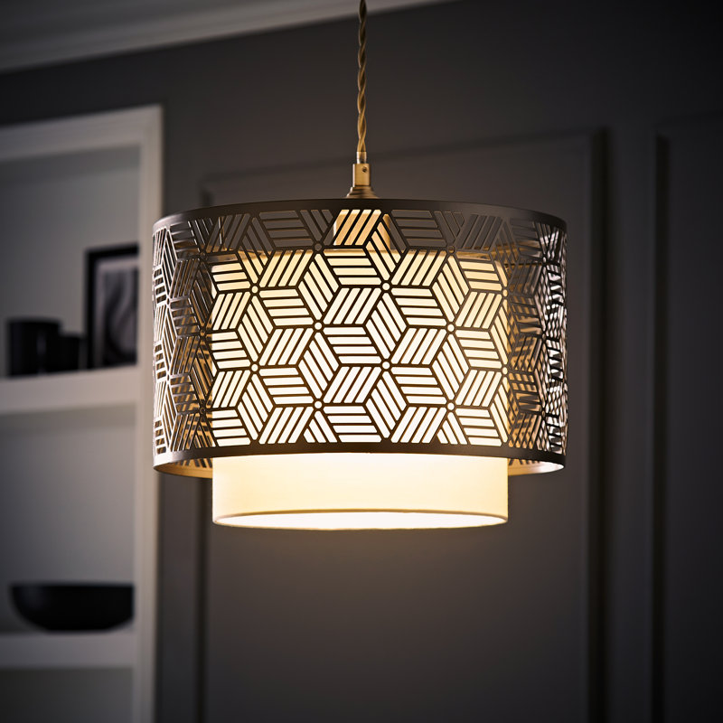 Eugene 24cm H Metal Drum Pendant Shade in Grey, No