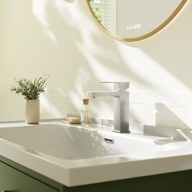 NO Single-handle Bathroom Faucet with Drain Assembly, Brushed Nickel