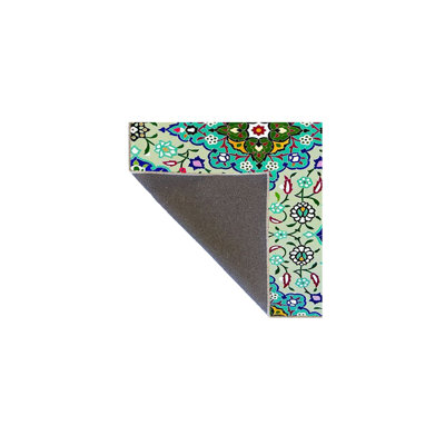 Blue Star Patterned Woven Base Washable Rug