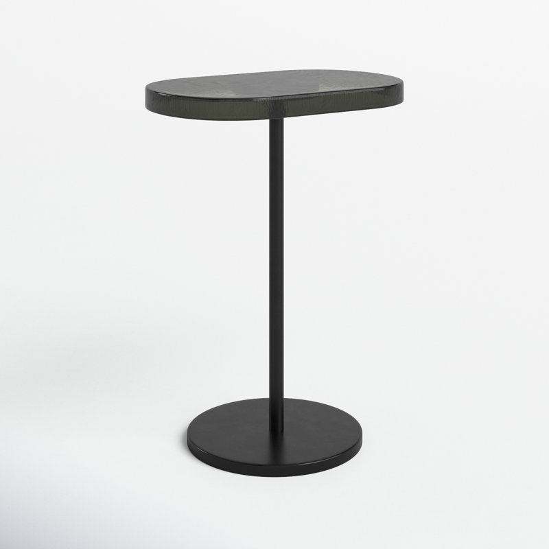 Finbar Black Metal and Glass Round End Table