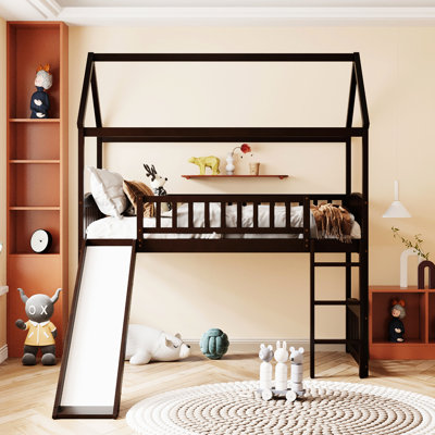 Lit mezzanine simple avec glissade - ajoute de l'élégance à la chambre à coucher pour créer un espace amusant