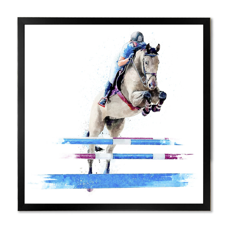 Reproduction d'art sur toile Jockey, H 16 po x l 16 po x P 1 po, Cadre photo noir