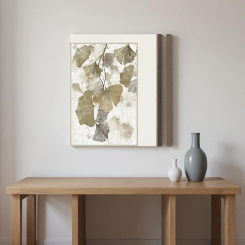 Ensemble de deux art mural encadré argent Gingko