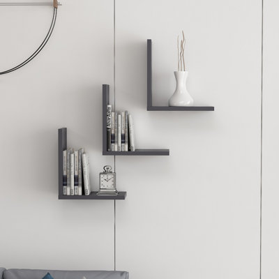 Lindy 3 -Piece L-Shaped Floating Shelf