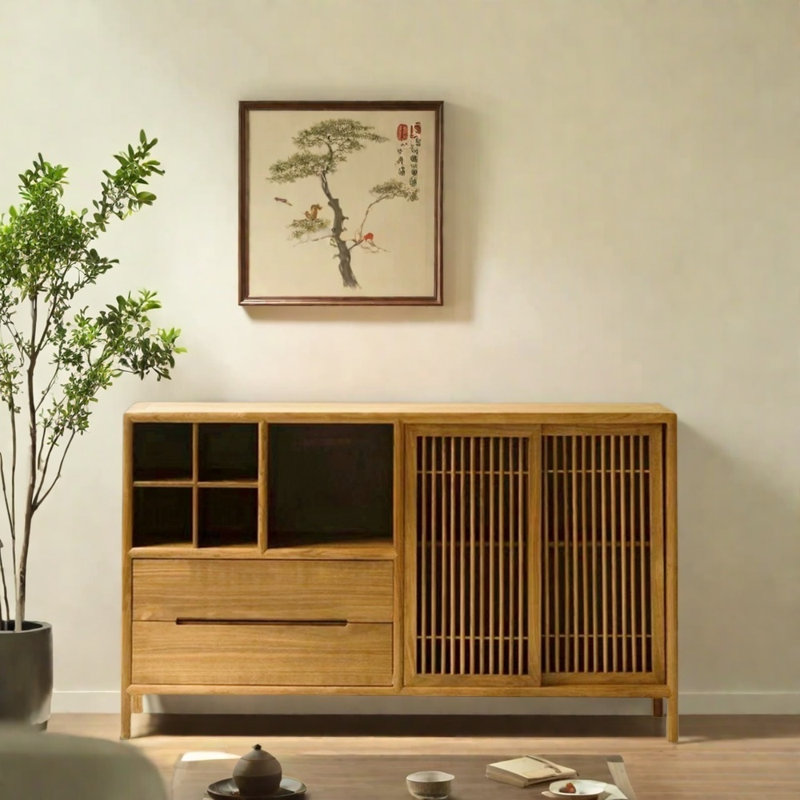 Large Capacity Solid Wood Sideboards, Burlywood