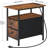 Layme Table with Charging Station, Narrow Side Table, Nightstand with 2 Non-Woven Drawers, Slim Sofa Side Table, for Small Spaces, Living Room, Bedroom, Rustic Brown and Black