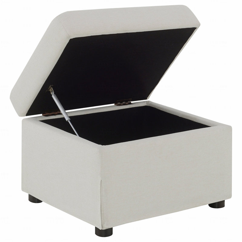 Repose-pieds avec rangement relevable, revêtement en tissu