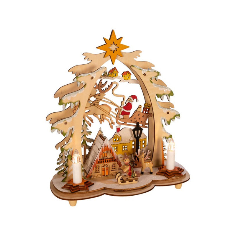 Kurt Adler Battery-Operated LED Lit Wooden Village House with Santa