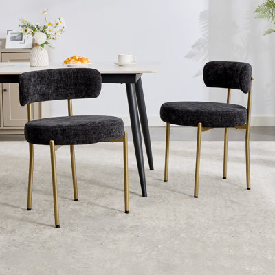 Velvet Fabric Dining Chairs Set Of 6, Round Upholstered Dining Chairs With Metal Legs, Modern Dining Room Chairs For Dining Room, Kitchen -  Corrigan StudioÂ®, BAB3F24FA9674F28B1792131BD25C68C