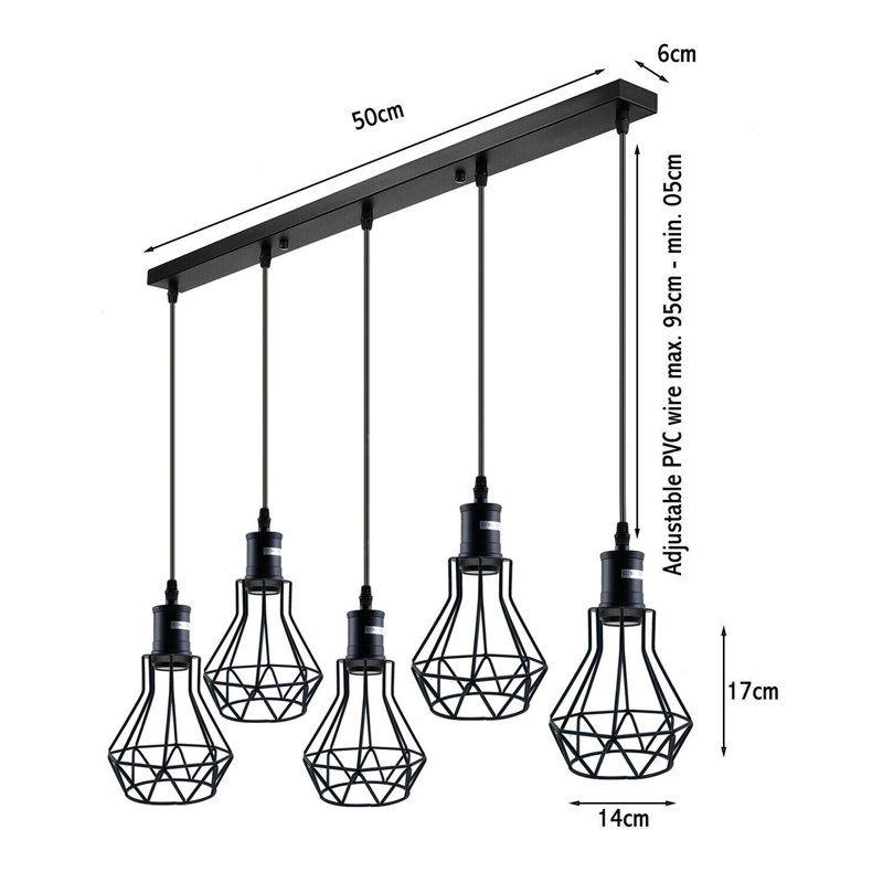 Houstonia 5 - Light Black Kitchen Island Pendant