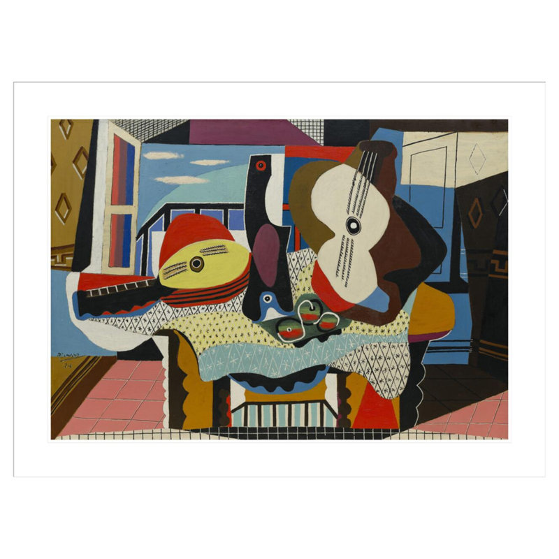 Mandoline et guitare par Pablo Picasso, impression giclée sur cadre, H 31,33 po x l 41,5 po