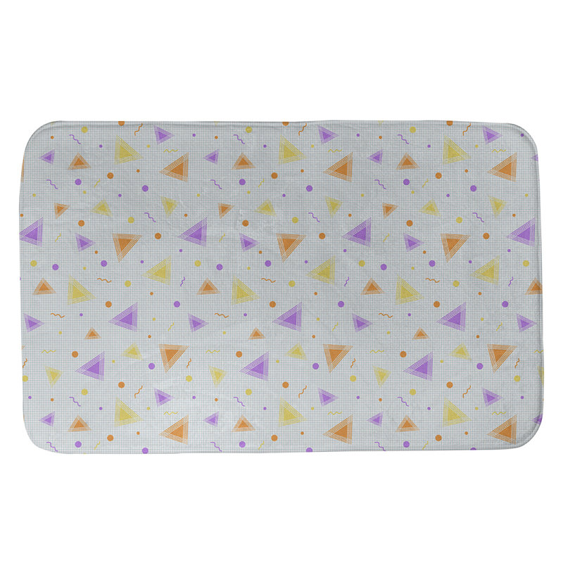 Tapis de salle de bain rétro 90s Leffel, l 21 po x L 34 po, Mauve et orange