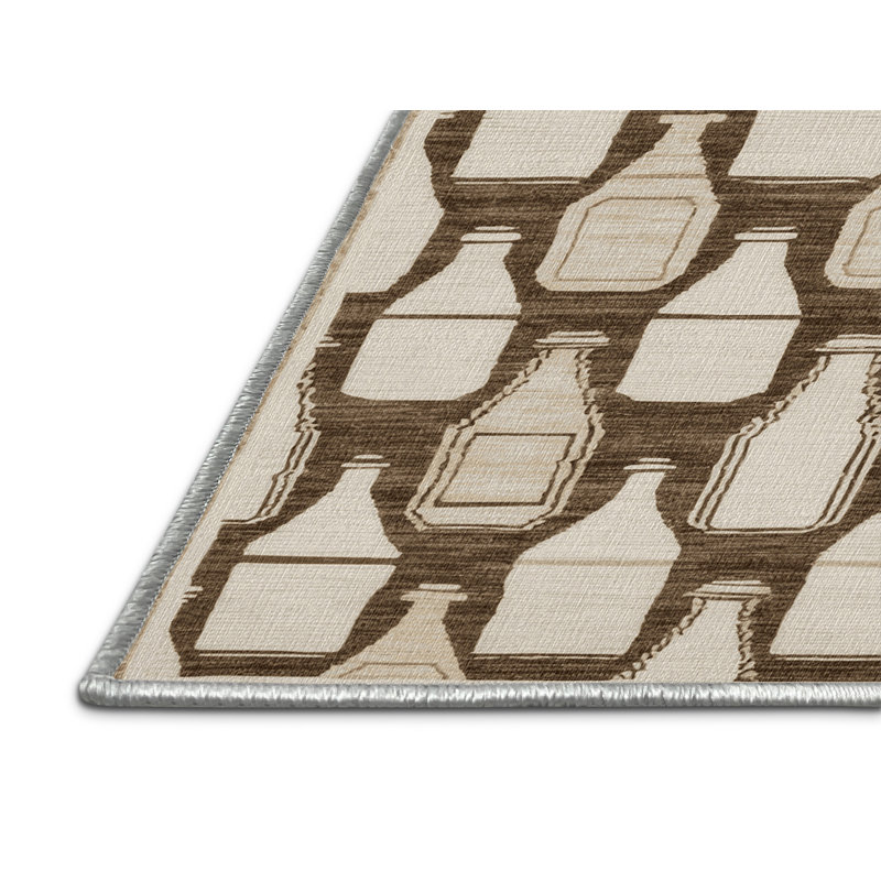 Washable Milk Bottles Farm Area Rug, Square 5'