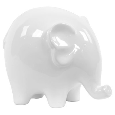 Ceramic Standing Elephant Figurine SM Gloss Finish White