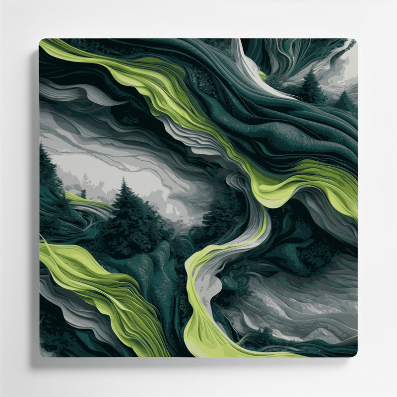 Paysage abstrait 56, art mural en métal bleu, H 16 po x l 16 po