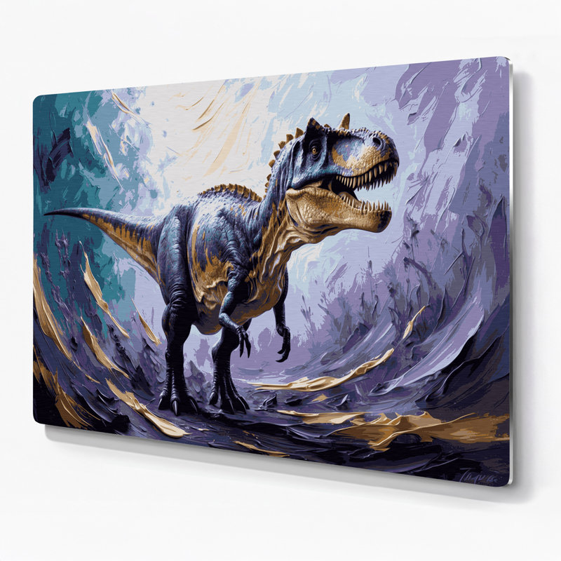 «Dinosaur Torosaurus», art mural en métal mauve, H 12 po x l 18 po