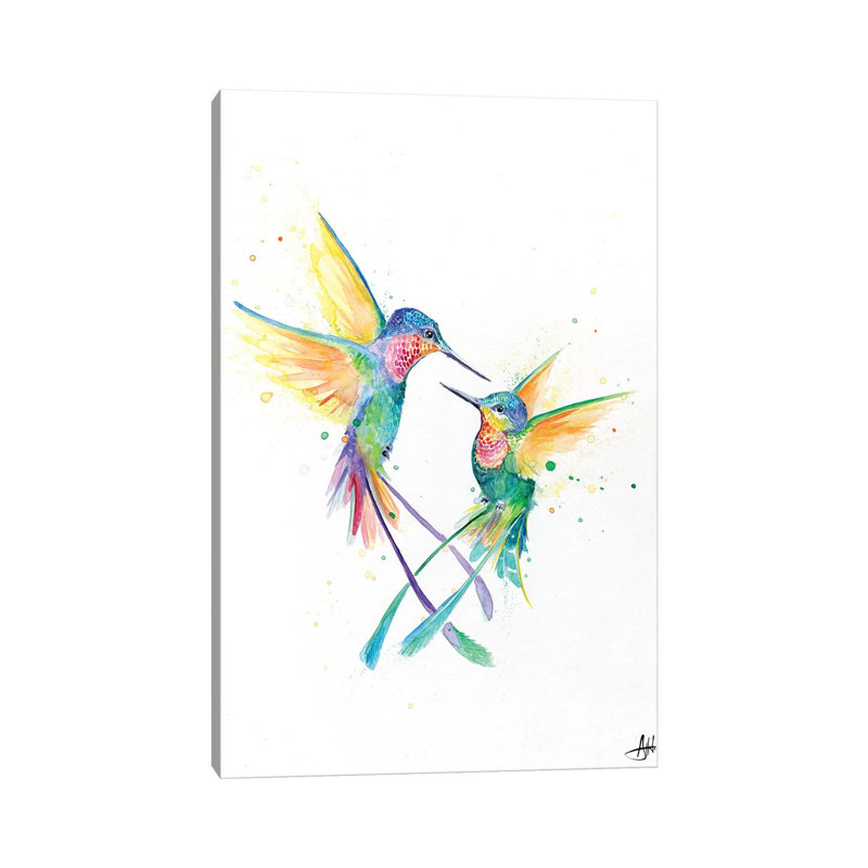 Décoration murale joyeux colibris pour enfants, Toile tendue, H 40 po x l 26 po x P 1,5 po