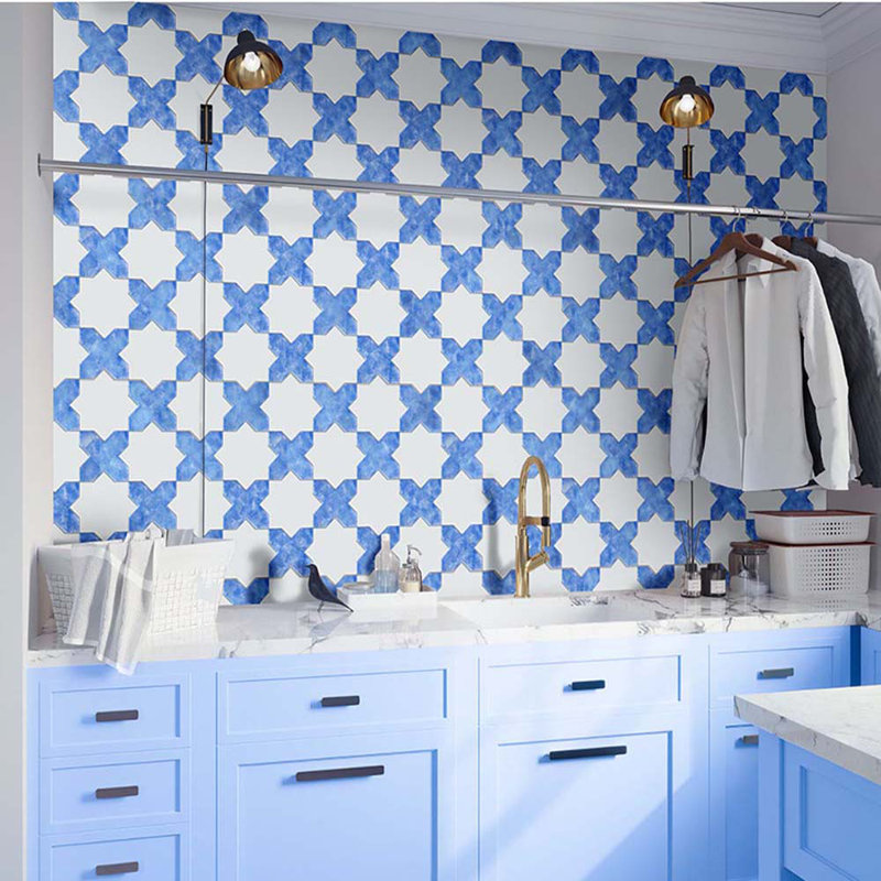 Siena 5.35'' W x 5.35'' L Ceramic Singular Tile, Cornflower Blue