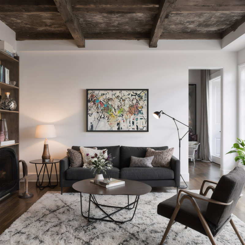«Abstract IX» par Salvatore Principe, reproduction sur toile, H 10 po x l 14 po, Toile avec cadre flottant, Noir