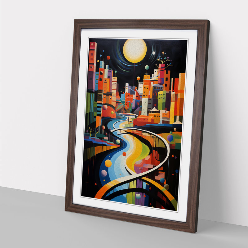 River Constructivism Framed Print, 34cm H x 25cm W x 2cm D, Walnut