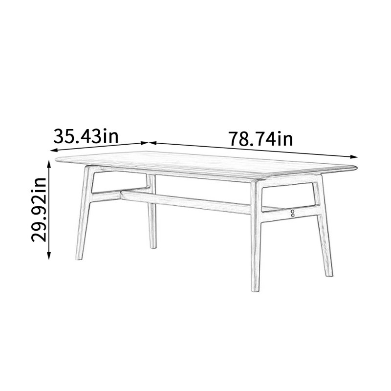 Table en bois de noyer durable de haute qualité, H 29,92 po x L 78,74 po x l 35,43 po