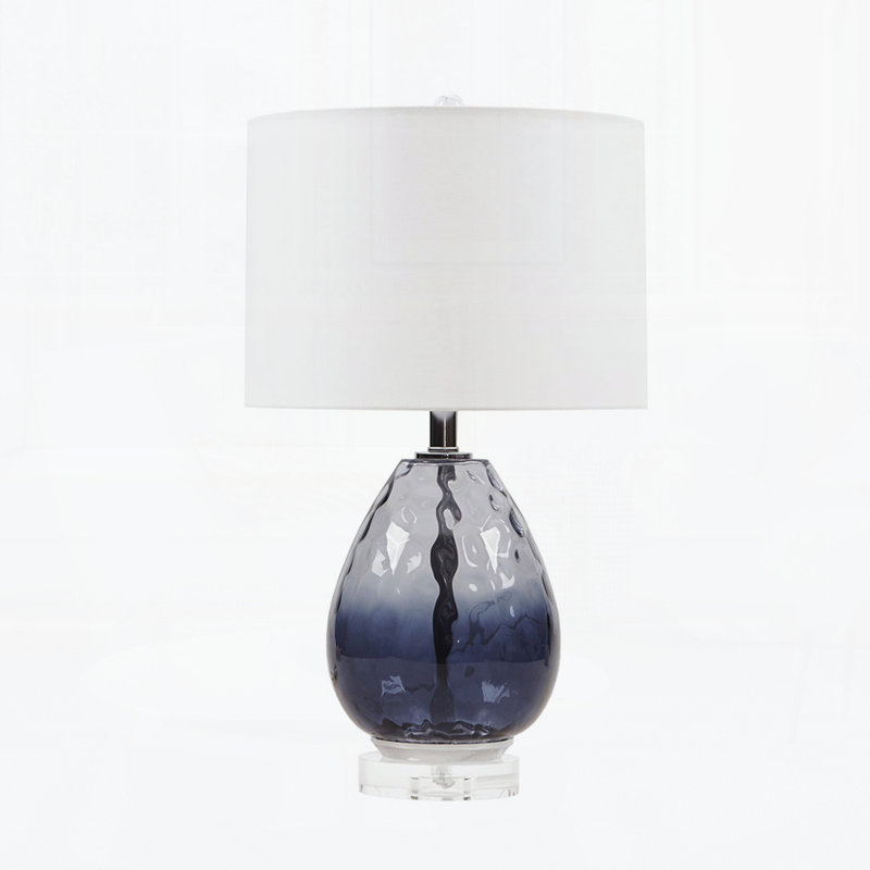 Ombre Glass Table Lamp, Dark Blue
