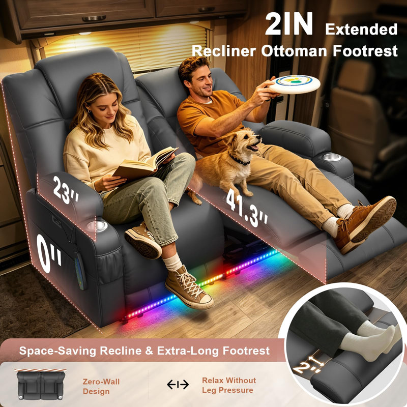 Causeuse inclinable électrique avec massage Zero, Gris foncé