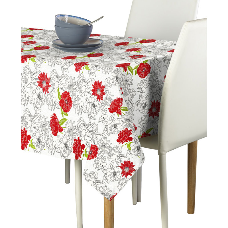 Lila Hand Drawn Flowers Pop Tablecloth, 84" L x 84" W