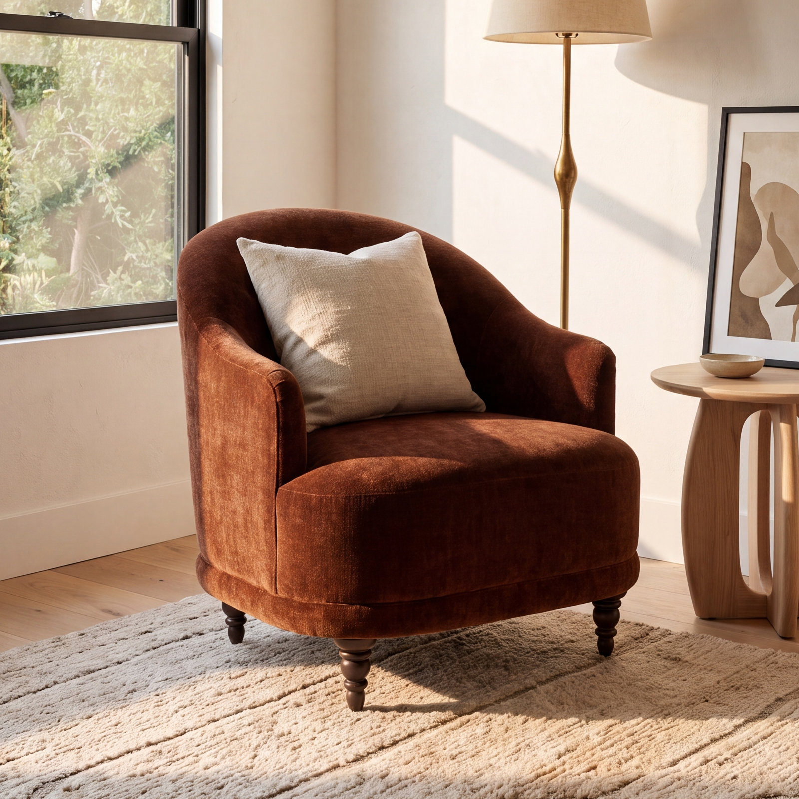 Velvet Armchair, Altair Sienna