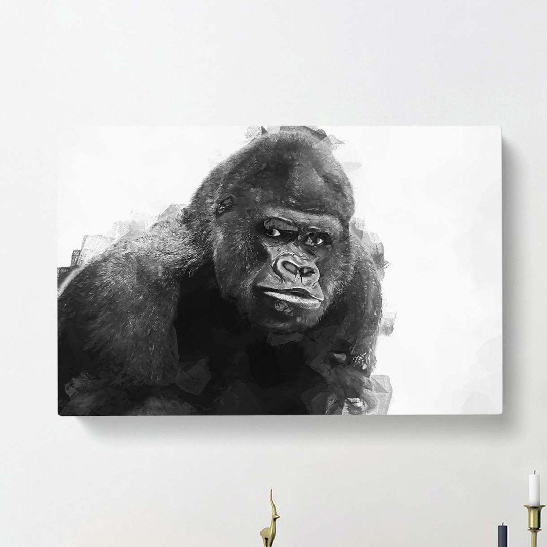 A Silverback Gorilla In Abstract - Wrapped Canvas