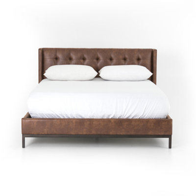 Estrela Upholstered Metal Wingback Bed
