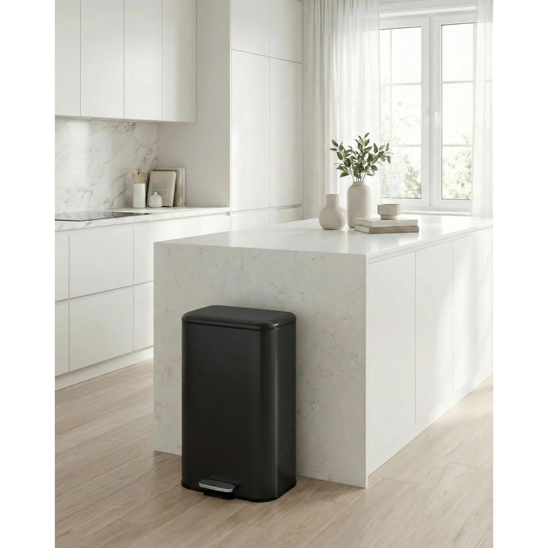 Poubelle à pédale en acier inoxydable 3,2 gallons, bac rectangulaire de 12 L, couvercle à fermeture douce, finition résistante aux empreintes digitales