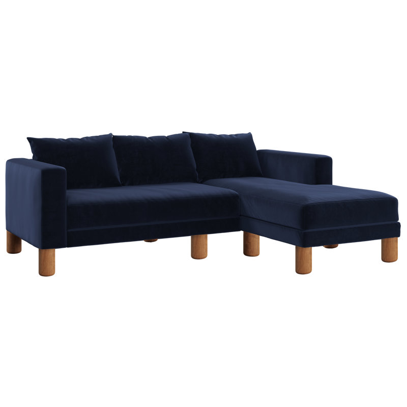 Essential Sectional, Indigo Recycled Velvet, Cylinder