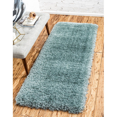 Tapis à poils longs bleu